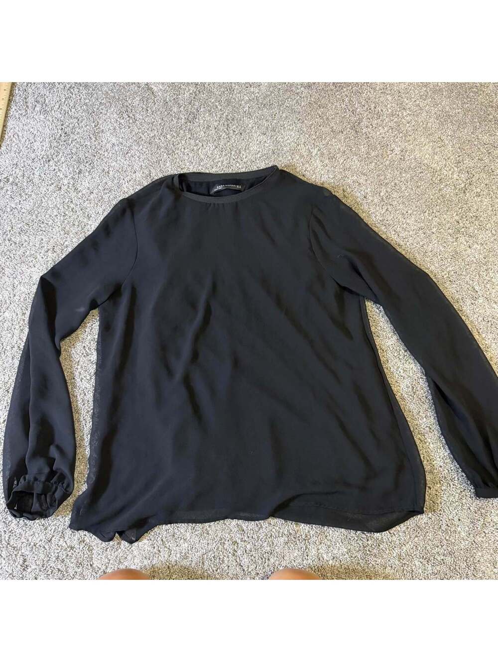 Zara Women’s Black Sheer Long Sleeve Blouse Size Medium